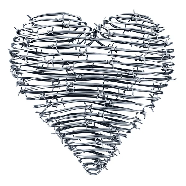 Καρδιά που κατασκευάζονται από αγκαθωτά σύρματα — Φωτογραφία Αρχείου