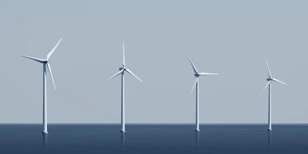 Вітрові турбіни на океані — стокове фото