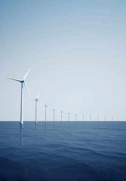 Ветряные турбины в океане — стоковое фото