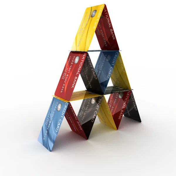 Pirâmide do cartão de crédito — Fotografia de Stock