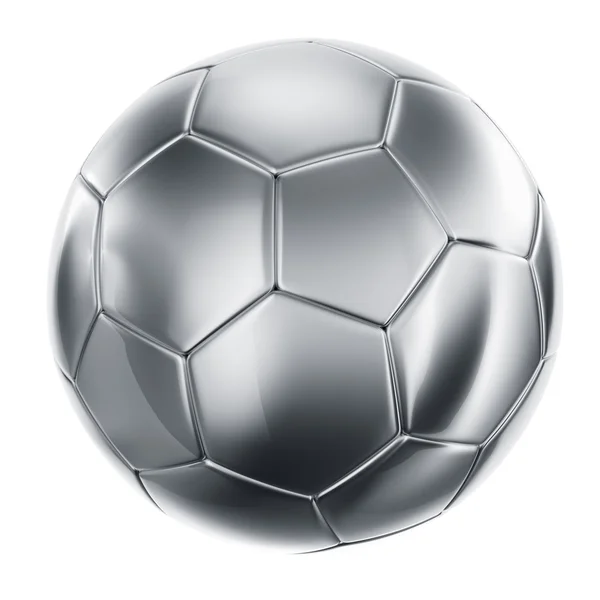 Soccerball in silver — Stock Photo, Image