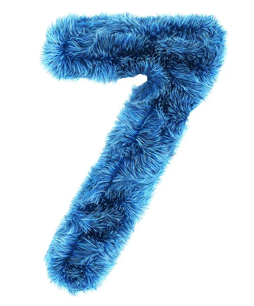 7 in blue fur — Stock Photo, Image