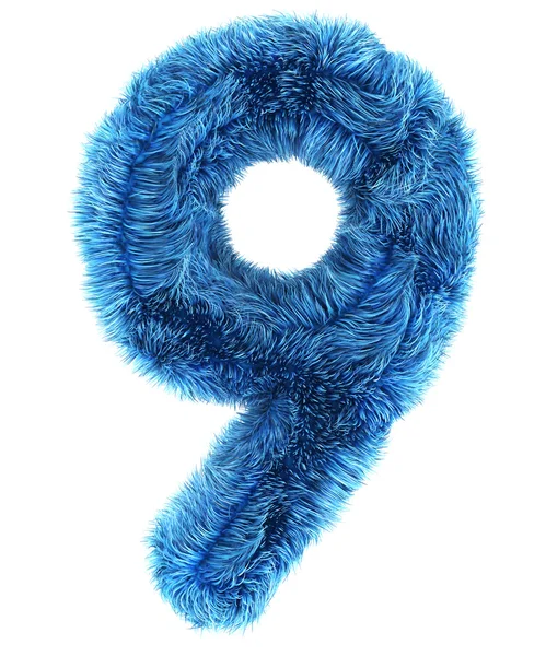 9 w niebieskie futro — Zdjęcie stockowe