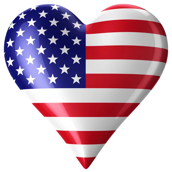 Coeur avec drapeau américain — Photo