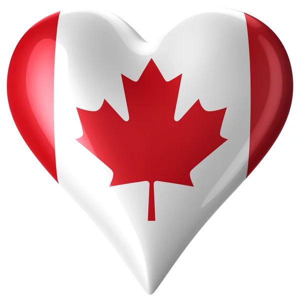 Сердце с канадским флагом — стоковое фото