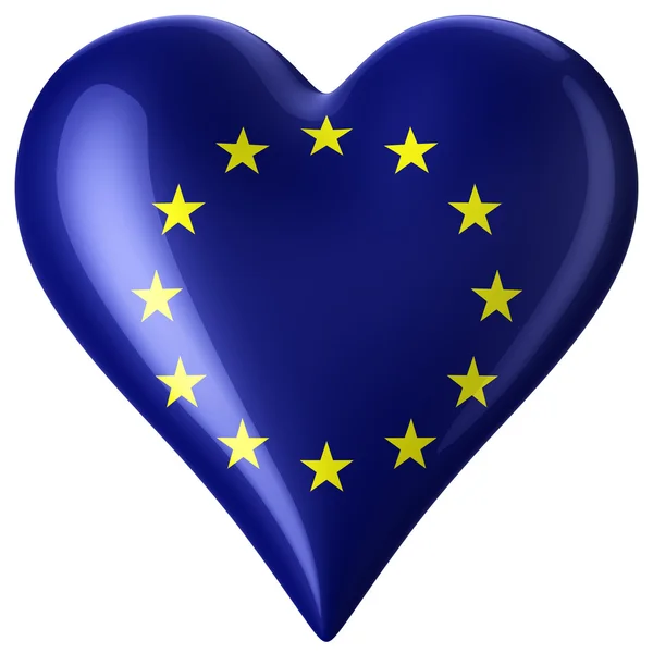 Corazón con bandera europea — Foto de Stock