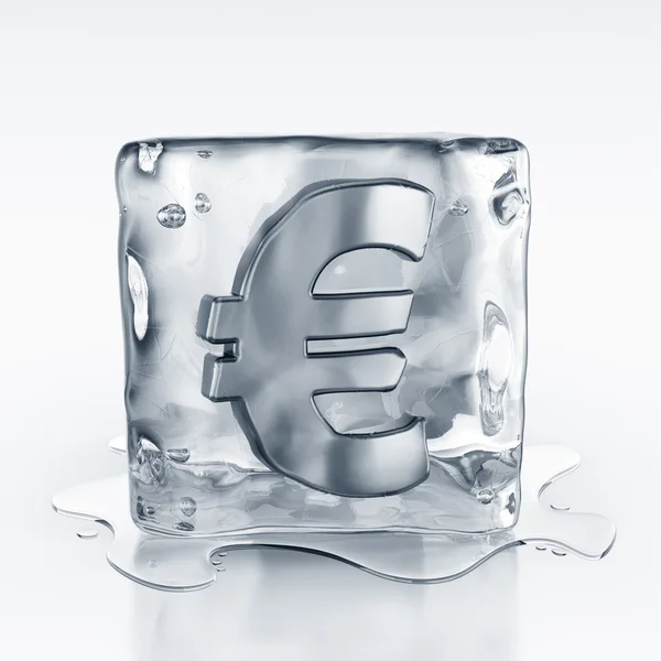 Icecube com símbolo do euro no interior — Fotografia de Stock