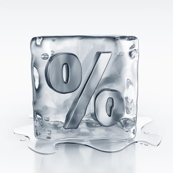 Icecube з відсотковим символом всередині — стокове фото