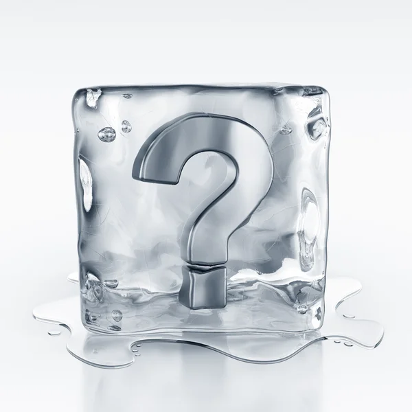 IceCube με σύμβολο ερωτηματικό μέσα — Φωτογραφία Αρχείου