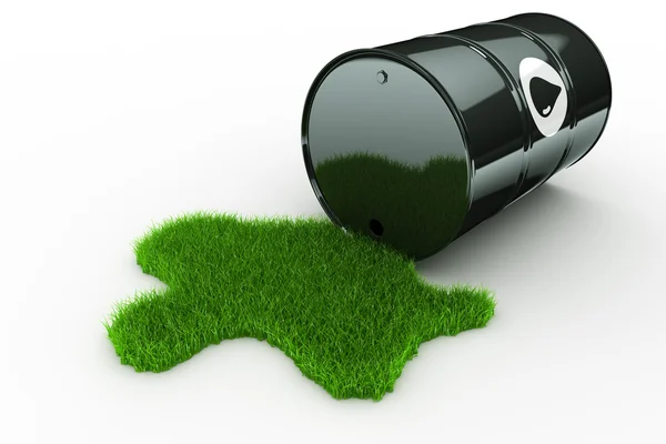 Oil drum with grass — Stock Photo, Image