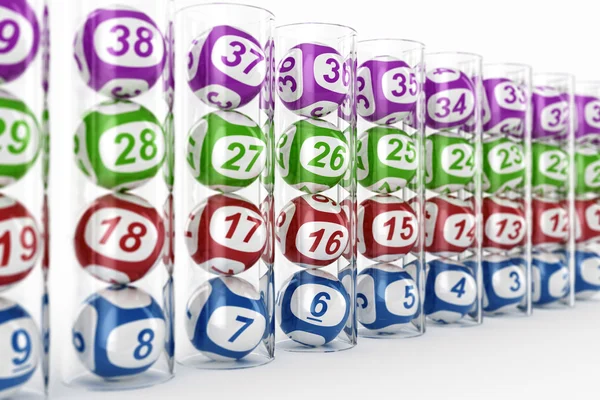Lottery balls in glass tubes — Stock Photo, Image