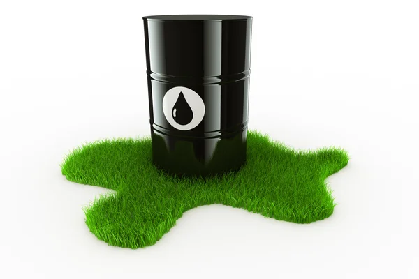 stock image Oil drum with grass