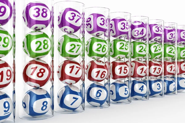 Lottery balls in glass tubes — Stock Photo, Image