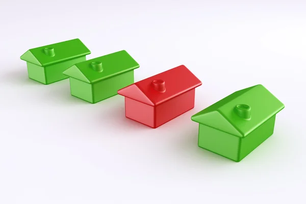 Röda och gröna hus — Stockfoto
