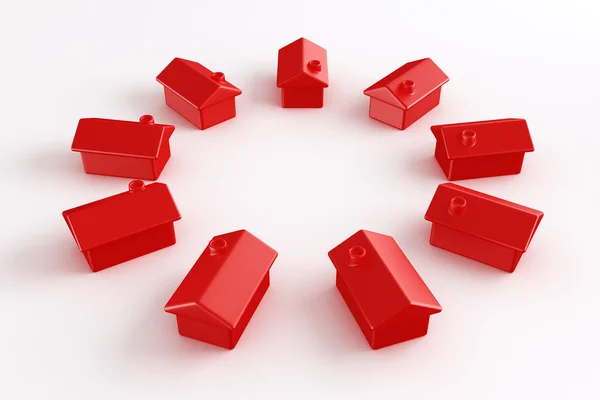 Cirkel av röda hus — Stockfoto