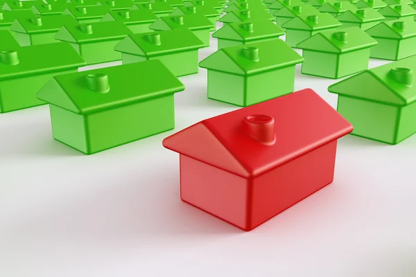 Röda huset bland gröna — Stockfoto