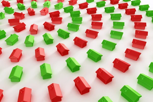 Röda och gröna hus i en cirkel — Stockfoto