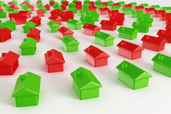 Casas vermelhas e verdes em um círculo — Fotografia de Stock