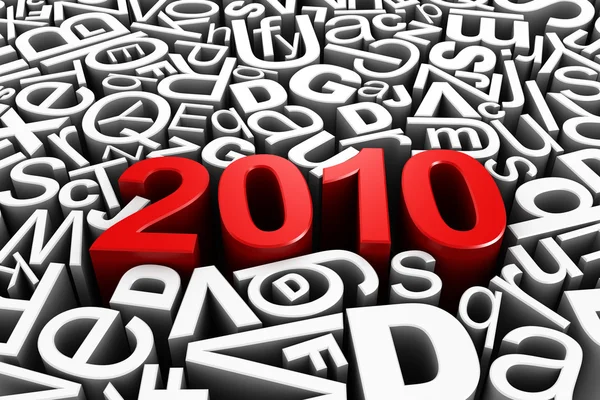 Packed letters with "2010" in red — Stock Photo, Image