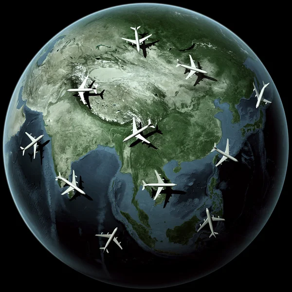 Flugzeuge über Asien — Stockfoto