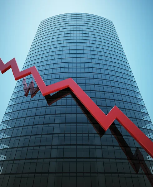 Felhőkarcoló a piros grafikon — Stock Fotó