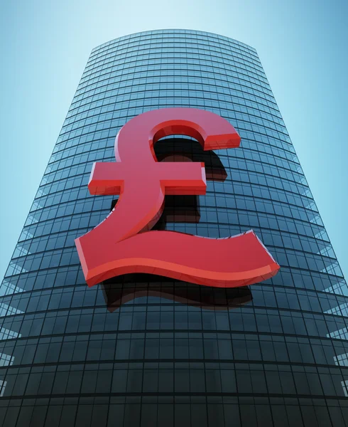 Wolkenkratzer mit rotem Pfund — Stockfoto
