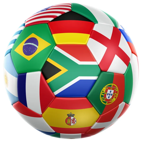 Fotboll med flaggor från VM 2010 — Stockfoto