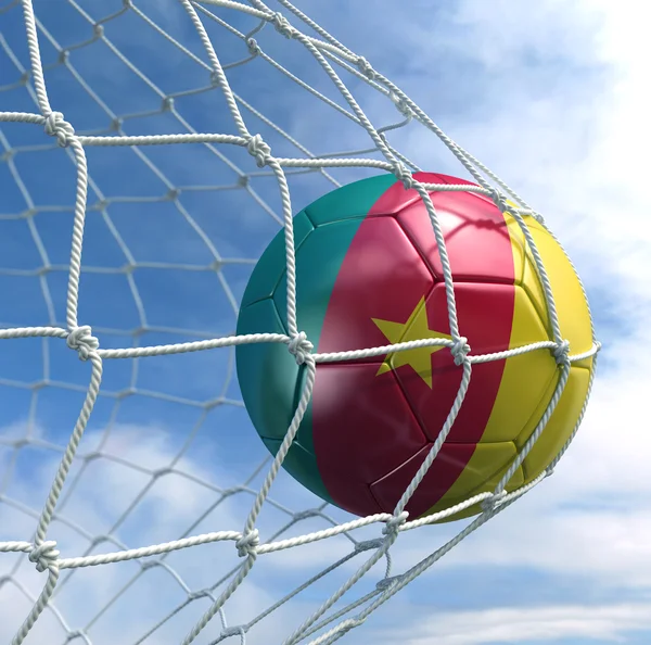 Soccerball i netto — Stockfoto