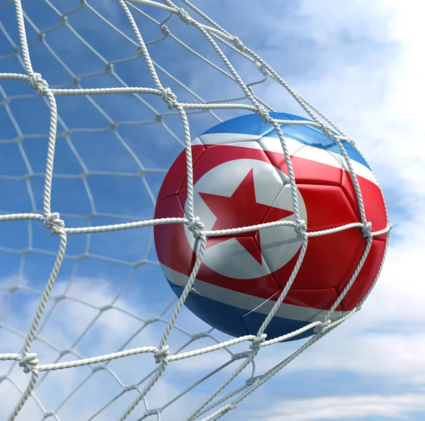 Soccerball in net — Stockfoto