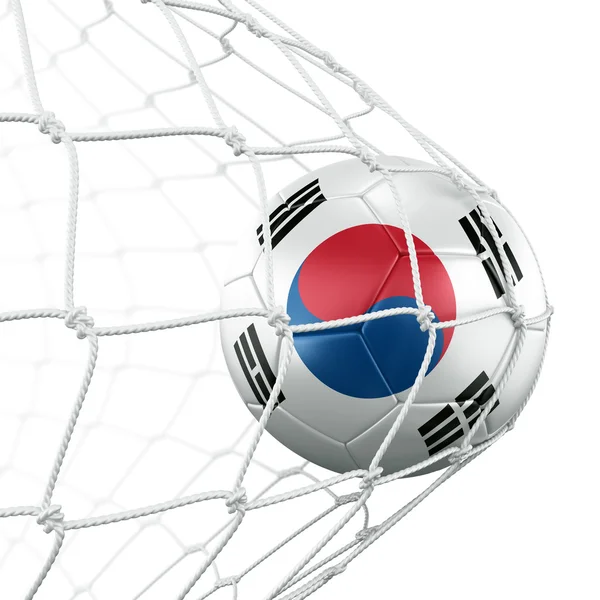 Balón de fútbol en red — Foto de Stock