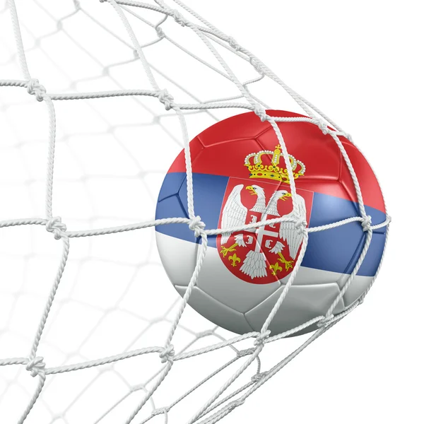 Soccerball in net — Stockfoto