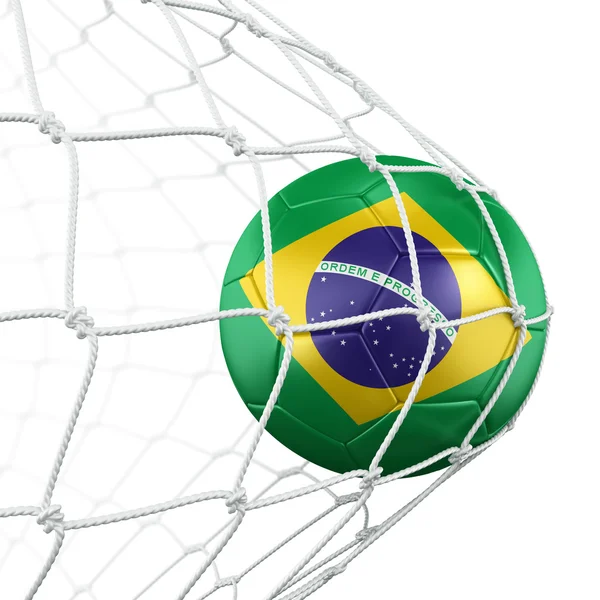 Balón de fútbol en red — Foto de Stock