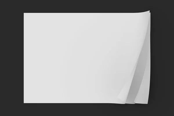 Blank paper with page curl on dark background — Stock Photo, Image