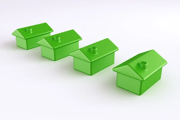 4 zöld ház Stock Kép