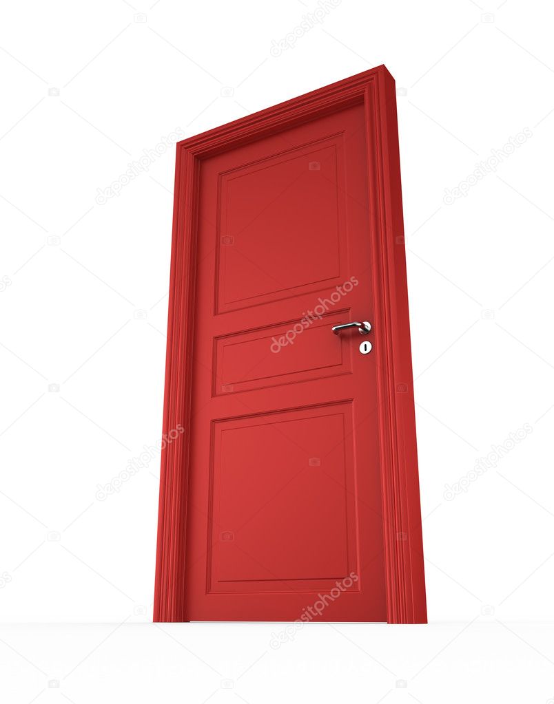 Closed red door