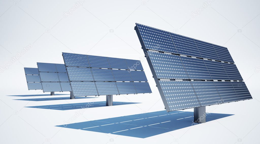 Solar panel on white background