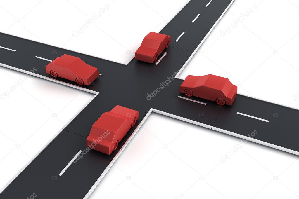 4 cars at an intersection