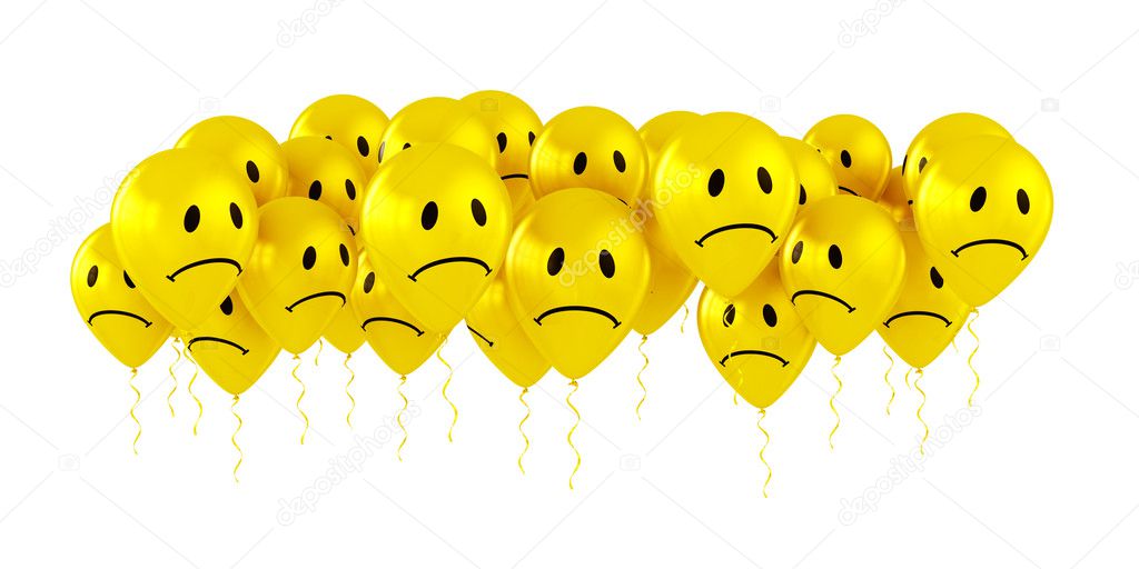 Balloons with sad smiley faces