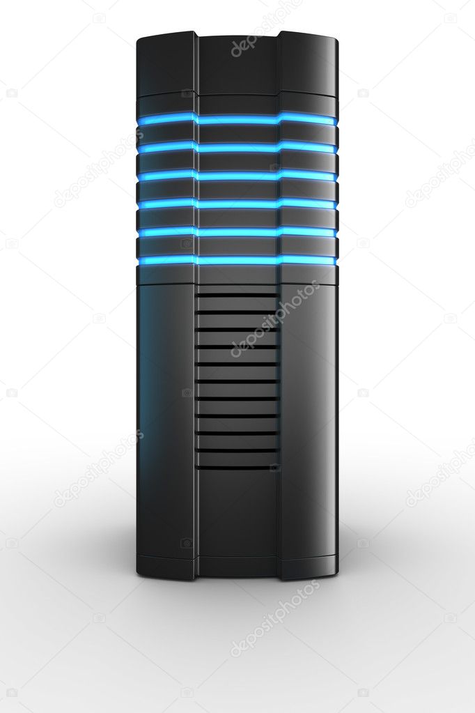 Rack server on white background