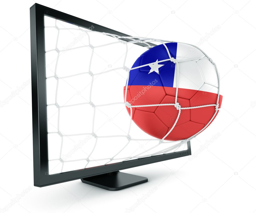 Soccer ball coming out of monitor