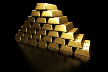 Gold bars stacked in a pyramid clipart