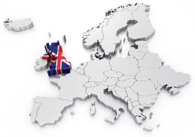 United Kingdom on a Euro map clipart