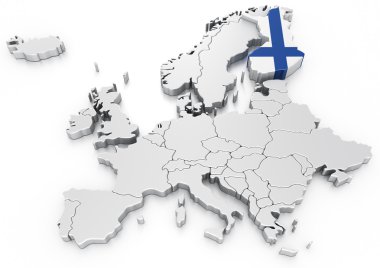 Finlandiya Avrupa harita üzerinde