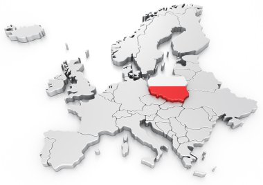 Poland on a Euro map clipart