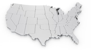 3d rendering of a map of USA clipart