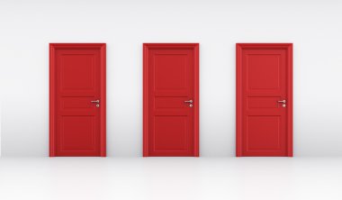 Three red doors clipart