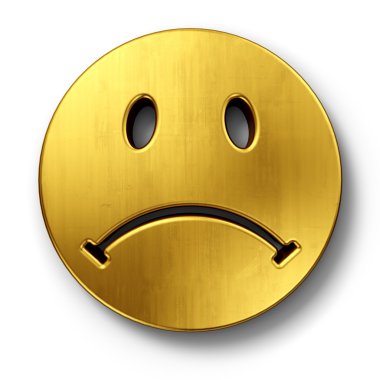 Sad smiley face in gold clipart