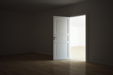 Empty room with a open door clipart