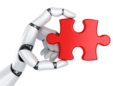 Robot hand with puzzle piece clipart