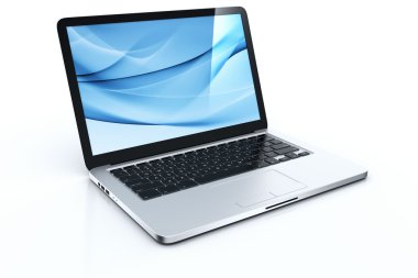 Laptop with blue graphics clipart